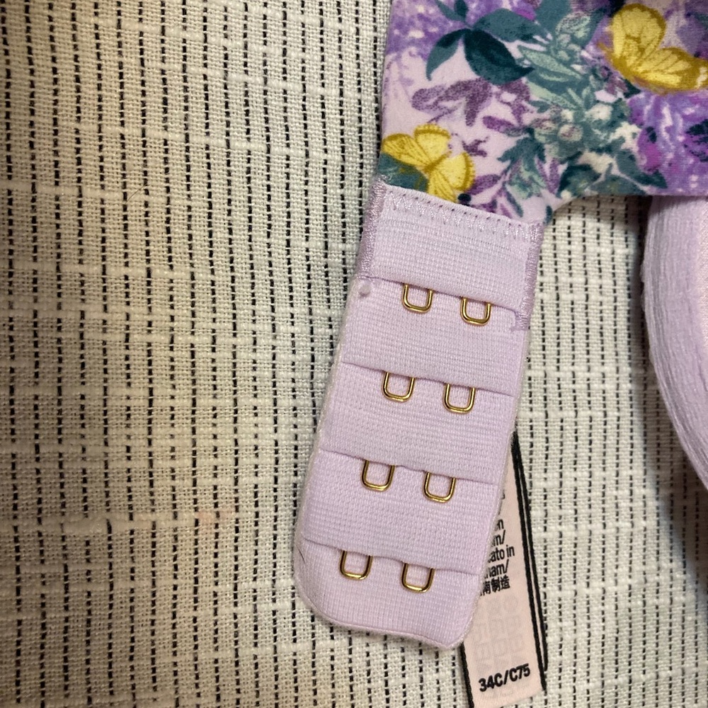 Purple Flowers and Yellow Butterflies Victoria Secret Bra. 34c. - Picture 5 of 8